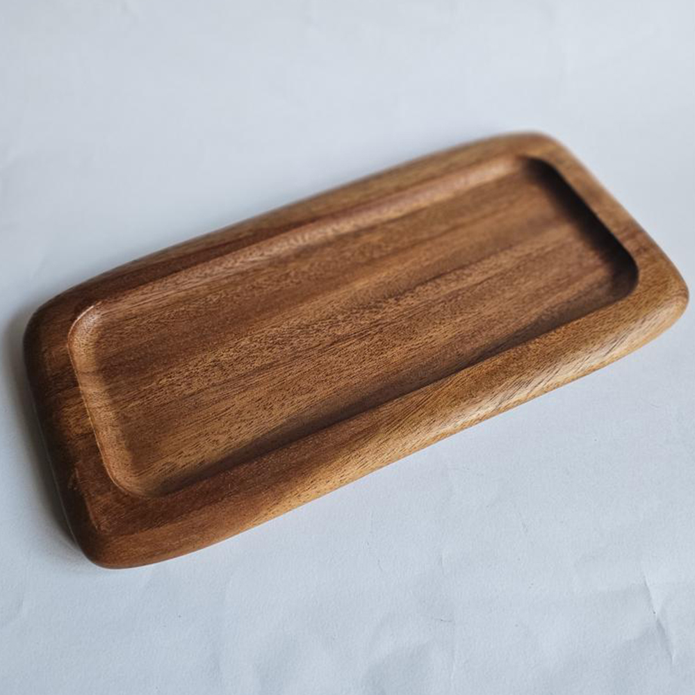 assiettes rectangles en bois de manguier (2 pièces)